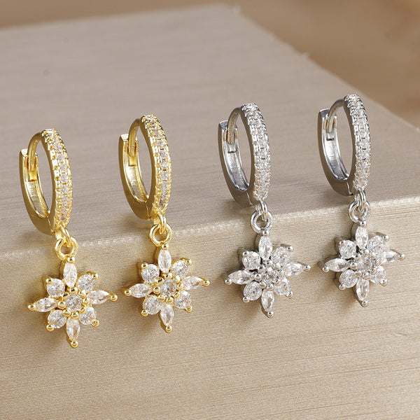 Diamond SUNFLOWER Earrings Fashion Exquisite Women