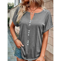 Women's V-neck Short Sleeve Tops Shirt