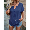 Women's V-neck Short Sleeve Tops Shirt