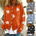 Women's Heart Sweater Single Breasted Cardigan