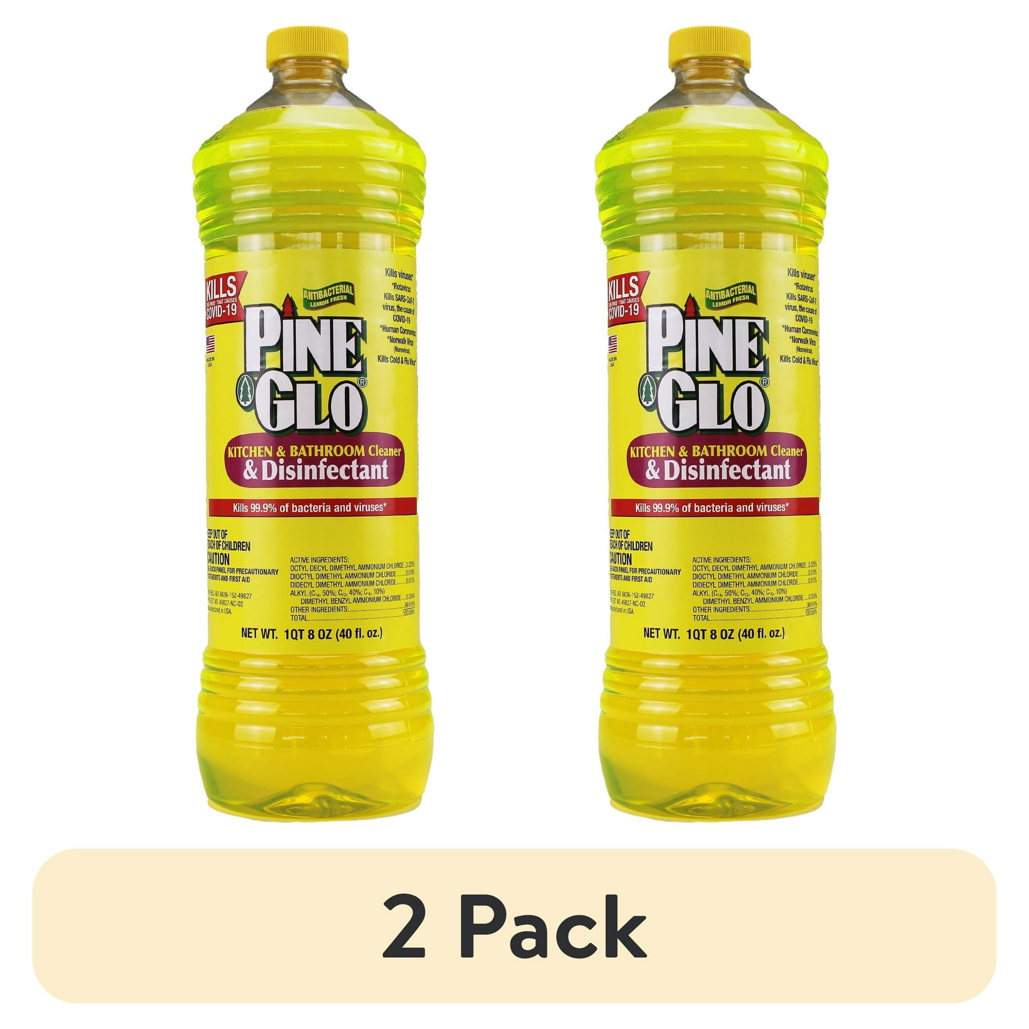 (2 pack) Pine Glo Kitchen & Bath Household Cleaner, Lemon, 40 oz Main image
