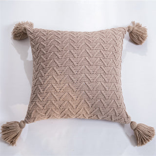 Buy khaki Chenille knitted quilted pillowcase