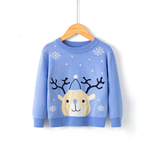 Buy light-blue Christmas snowflake fawn sweater