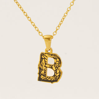 Buy gold-b Letter Necklace Titanium Steel No Fading Women