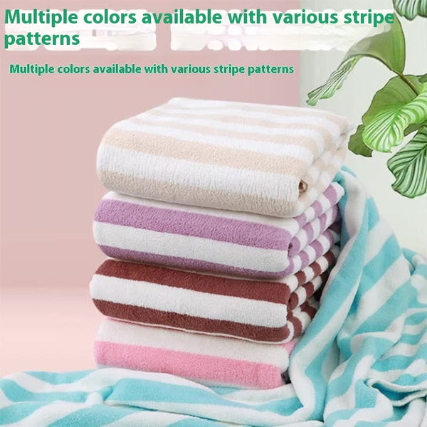 Warp Knitted Coral Velvet Wide Stripe Big Towel Wholesale Edging Bath Towel