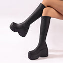 Women's High-heeled Elastic Leather Boots