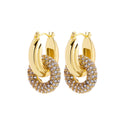 18K Gold Double Ring Plated Circle Micro-inlaid Full Diamond Earrings