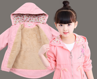 Buy pink Girls autumn and winter windbreaker jacket