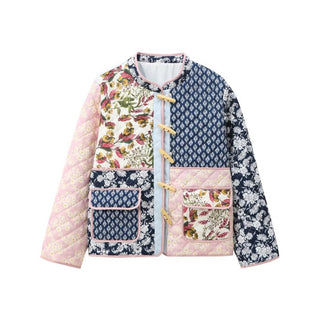 Buy color European And American Style Positioning Printing Patchwork Cotton-padded Jacket