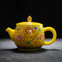 Colored gold flower teapot ceramic tea set