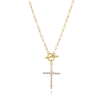 Buy ne0357-big-cross Micro Inlaid Zircon Gold-plated Necklace Female