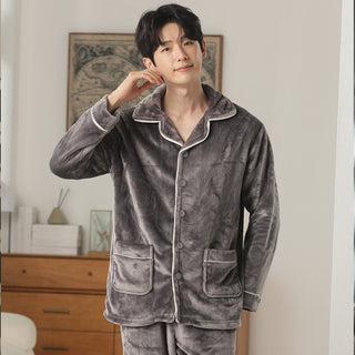 Buy k110 Autumn And Winter Flannel Men&#39;s Pajamas Men&#39;s Lapel Cardigan