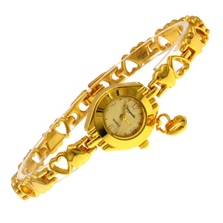 Buy gold Hollow Heart Solid Bracelet Quartz Watch