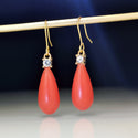 Fashion Salmon Coral Red And Rhinestone Earrings