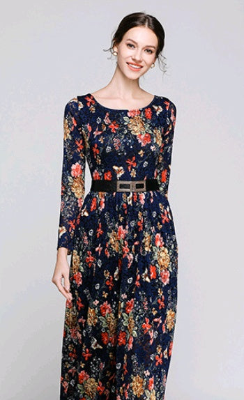 new women's lace dress print dress