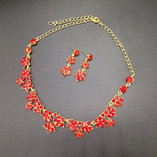 Buy red1 Direct supply of Korean crystal necklace, two sets of bridal jewelry set, fast selling pass for special purpose