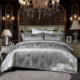 Buy silver Jacquard duvet cover set