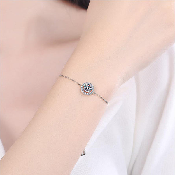 Moissanite 1 Karat Bracelet S925 Silver Bracelet Round Bag Star Moon