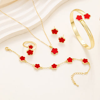 Buy ck0308-red-acrylic Jewelry Suit Acrylic Bracelet Necklace Ring Stud Earrings