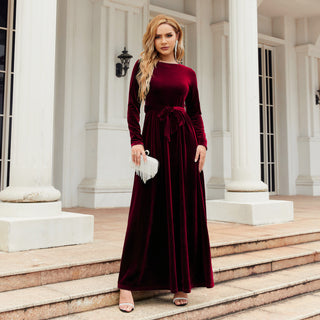 Buy red Women's Long Sleeve Elegant Dress