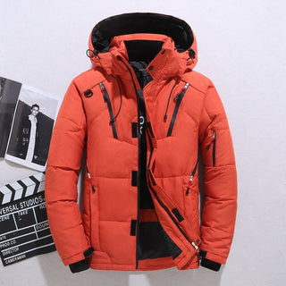 Buy orange Outdoor Windproof Hooded Jacket Leisure Sports Coat With Pockets