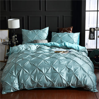 Buy light-blue Three-piece Solid Color Bed Sheet Duvet Cover