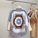 Mao Mao Yu Retro Ethnic Style Off-Neck Pullover