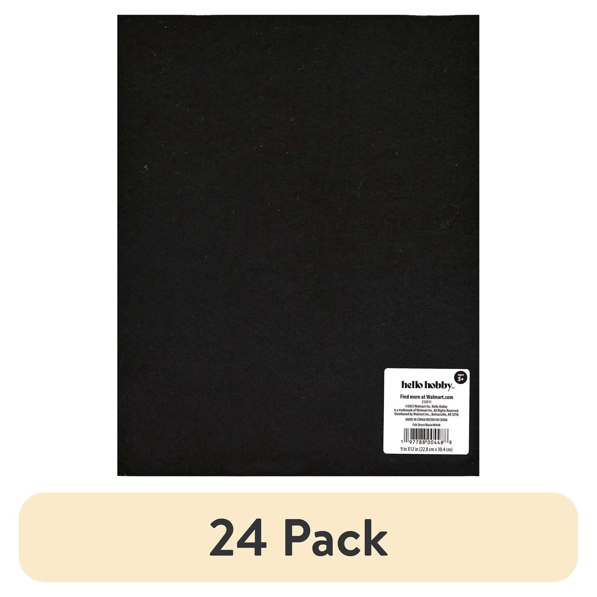 (24 pack) Hello Hobby Black Felt Sheet for Craft Bases, 9" x 12" Main image