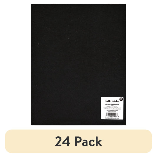 (24 pack) Hello Hobby Black Felt Sheet for Craft Bases, 9" x 12"