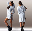 Women's Irregular Hooded Long Sleeve Dress Sweatshirt