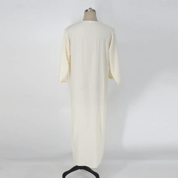 Ethnic Style Loose Casual Embroidery White Muslim Robe