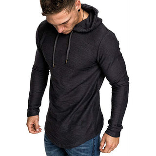 Buy black Men Casual Long Sleeve Slim Tops Hoodie