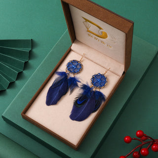 Buy dc13461-dark-blue Women&#39;s Casual Versatile Feather Earrings