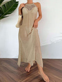 Women Summer Holiday Hollow Out Dress With Halter Neck
