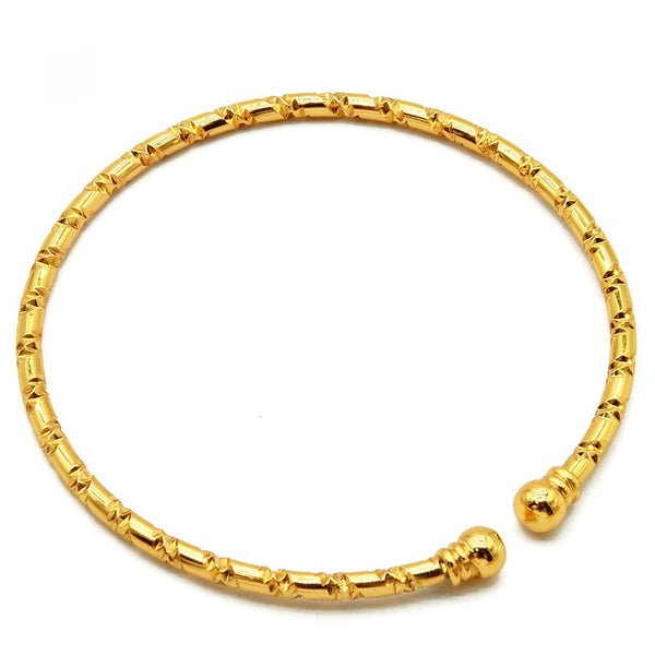 Bridal 24k Gold Plated Bracelet Ornament Women's Wedding Bell Leaf Pendant Bangle Jewelry