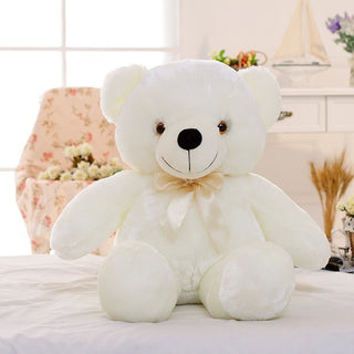 Buy white Creative Light Up LED Teddy Bear Stuffed Animals Plush Toy Colorful Glowing Christmas Gift For Kids Pillow