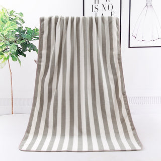 Buy gray Warp Knitted Coral Velvet Wide Stripe Big Towel Wholesale Edging Bath Towel