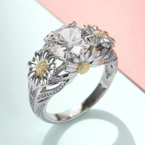 Little Flower Female Pastoral Ring Four Claws