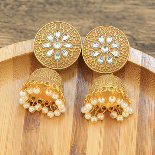 Buy gold Ethnic Style Earrings Bohemian Indian Style Rice Bead Bell Earrings