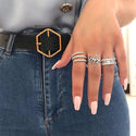 Creative Micro-inlaid Diamond Ring Female Three Rings