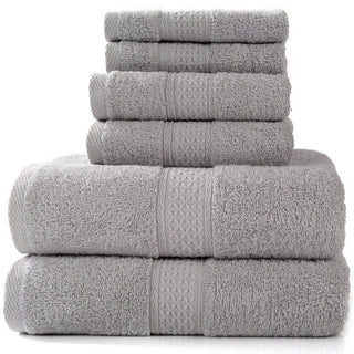 Buy light-grey 6 Pieces Cotton Towel Set