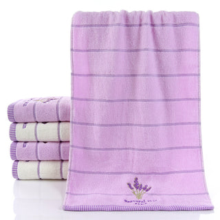 Buy purple Pure Cotton 32 Strand Embroidered Face Washing Towel