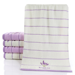 Buy purple-white Pure Cotton 32 Strand Embroidered Face Washing Towel