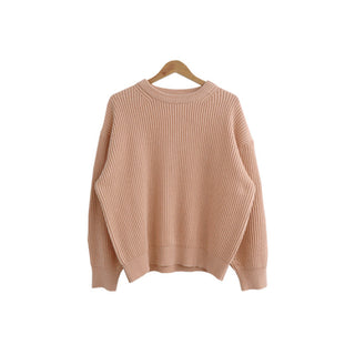 Buy light-pink Solid Color Lazy And Loose Thick Needle Pullover