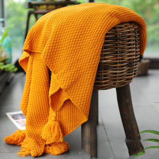 Buy yellow Knitted Blanket Bed end Nordic Blanket Woolen Sofa Blanket