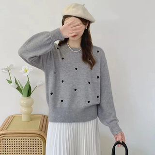 Buy gray Korean-style Gentle Top Sweet Girl Love