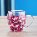 Dried Flower Double Layer Glass Cup Real Flower Cyber Celebrity Style Quicksand Cup