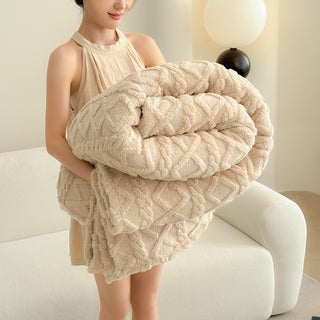 Buy milk-tea-color Single-layer Double-sided Tower Velvet Blanket Lunch Break Sofa Cover Blanket