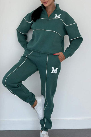 Buy green Womens 2 Piece Outfits Lounge Hoodless Pullover Sweatshirt Sweatsuit Sets Sweatshirt Baggy Fashion Sweatpants With Pockets