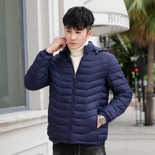 Buy navy-blue-hat-is-desirable Lightweight Down Jacket Short Men